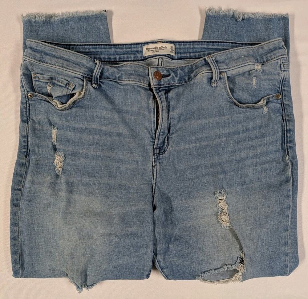 Abercrombie & Fitch Womens 20R 35 Super Skinny Ankle Mid Rise Distressed Jeans